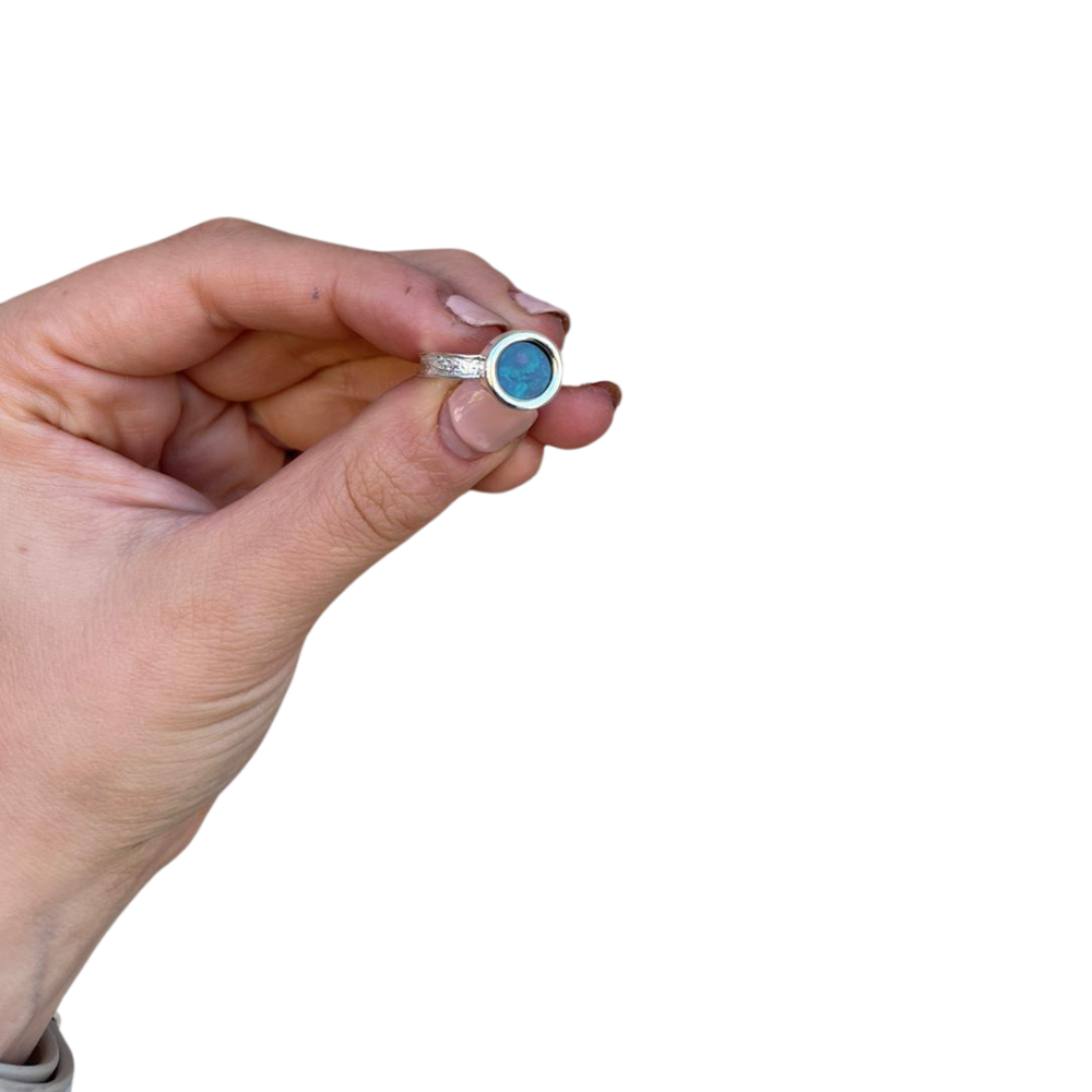 Silver and Eilat Stone Solar Ring