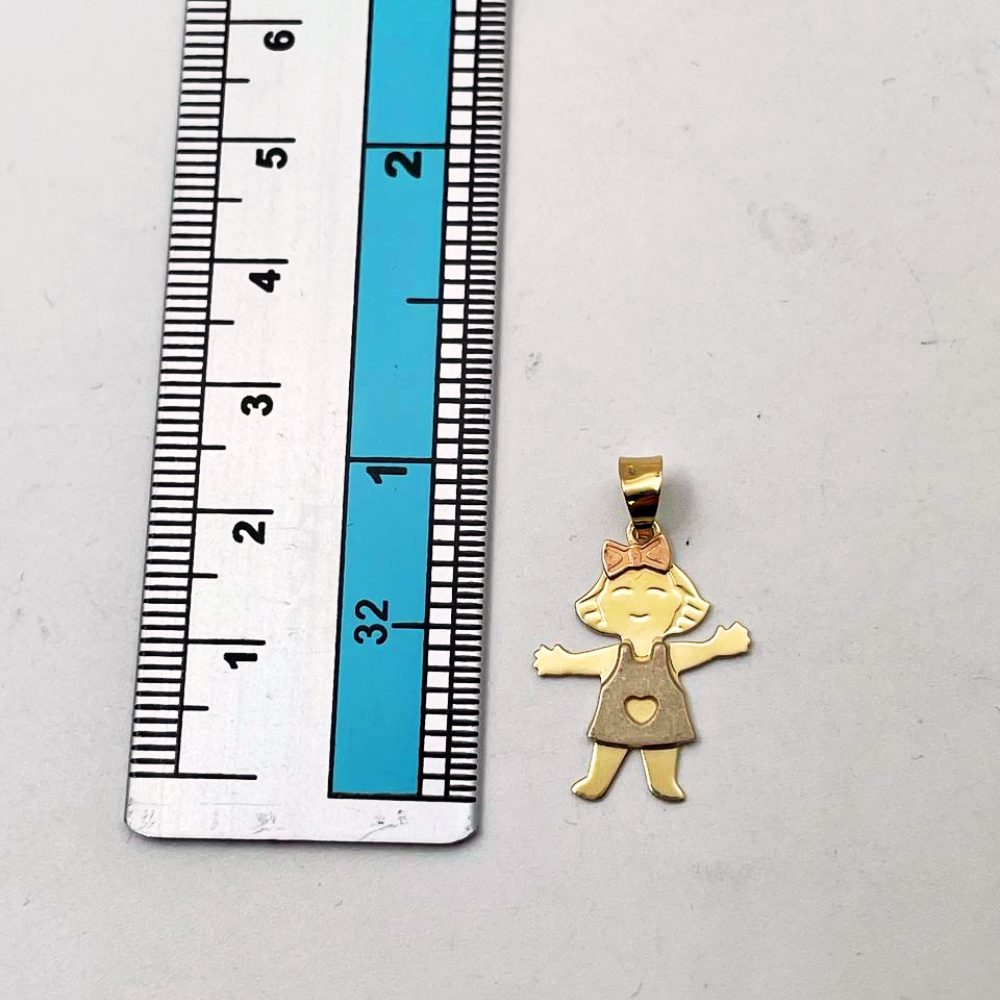 Little Girl Charm Pendant in 14K Tri-color Gold