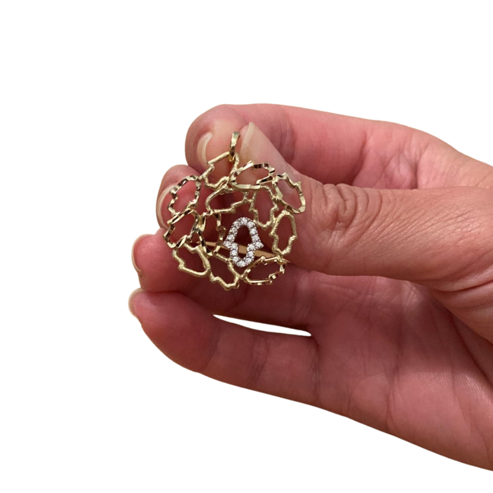 Hamsa Pendant - 14K Yellow Gold Diamond Studded Recurrent Hamsa