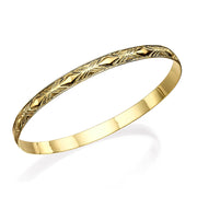 14k Gold Textured Bangle Bracelet