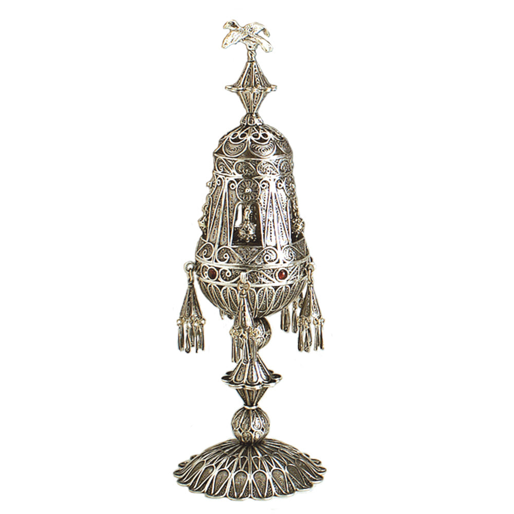 Large Silver Besamim for Havdala with Bells