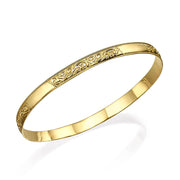 Embellished 14K Gold Moroccan Bangle Vintage Style