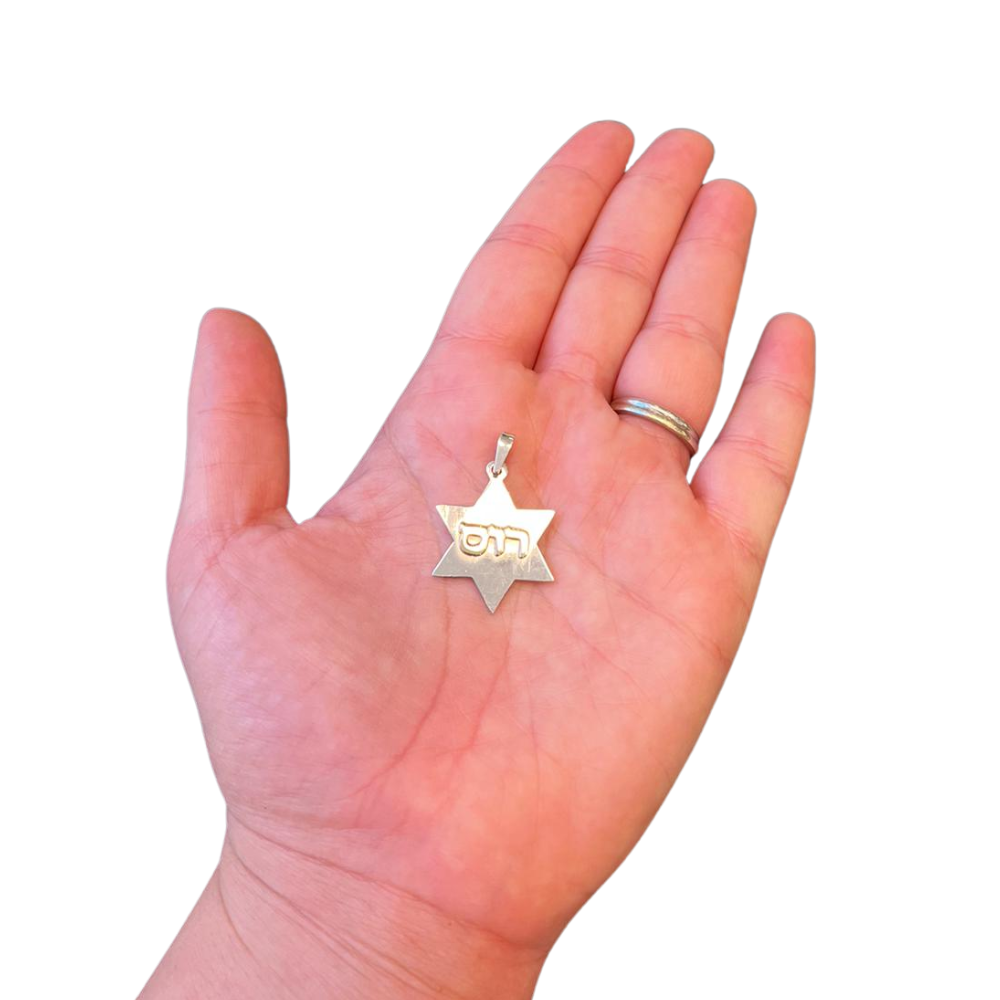 Silver and Gold Star of David Name Pendant
