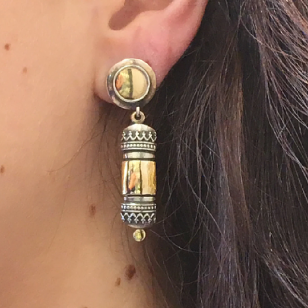 Silver and 14k Gold Yemenite Earrings