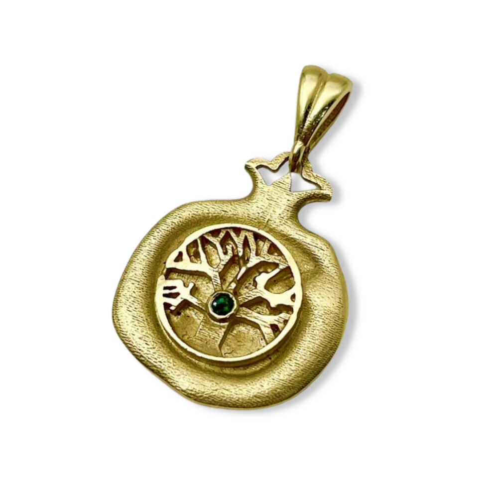 Birthstone Pomegranate Pendant in 14K Gold - Success and Abundance