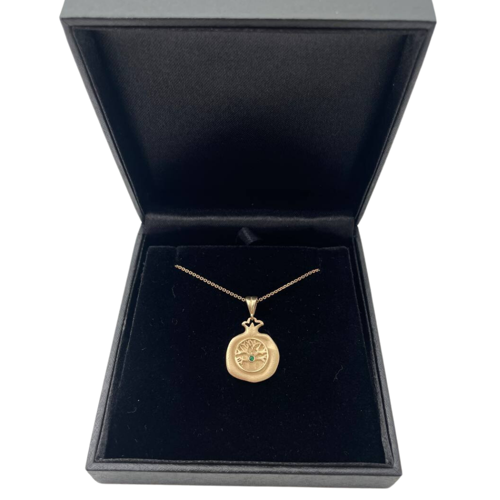Birthstone Pomegranate Pendant in 14K Gold - Success and Abundance
