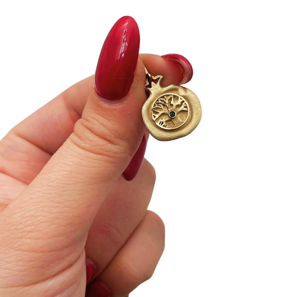 Birthstone Pomegranate Pendant in 14K Gold - Success and Abundance