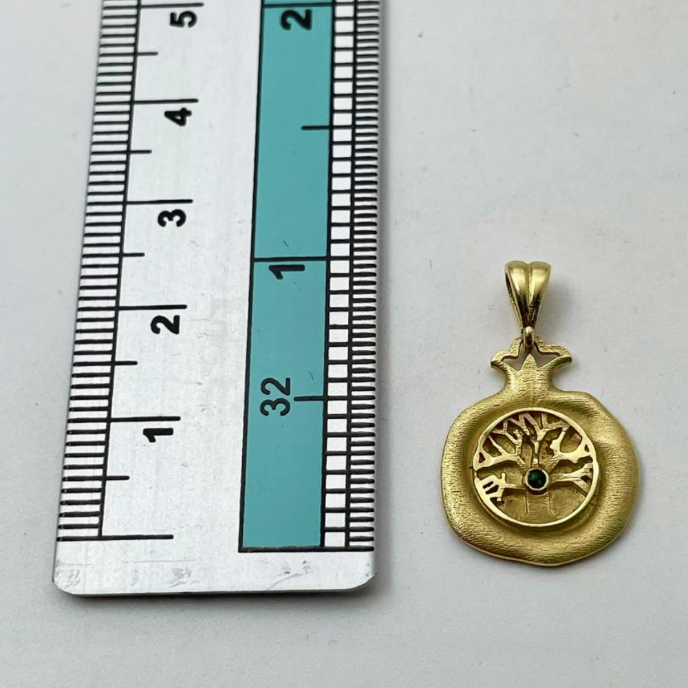 Birthstone Pomegranate Pendant in 14K Gold - Success and Abundance