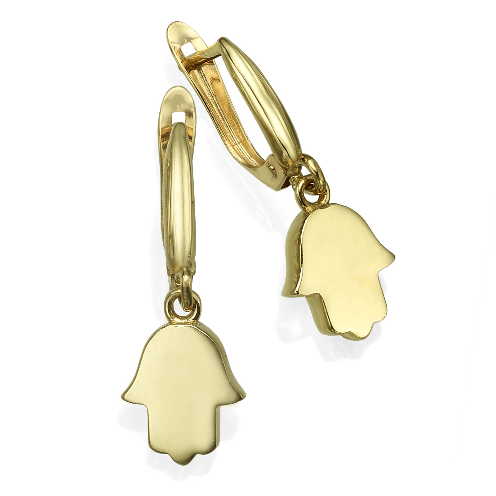 Solid 14k Yellow Gold Hamsa Earrings