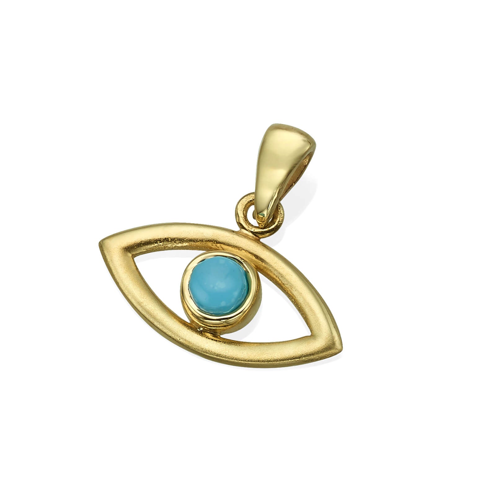 14k Gold Turquoise Evil Eye Pendant