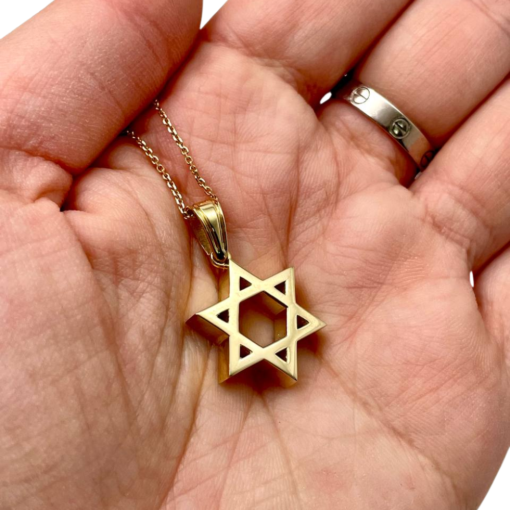 14k Gold Heavyweight Small Star of David Pendant