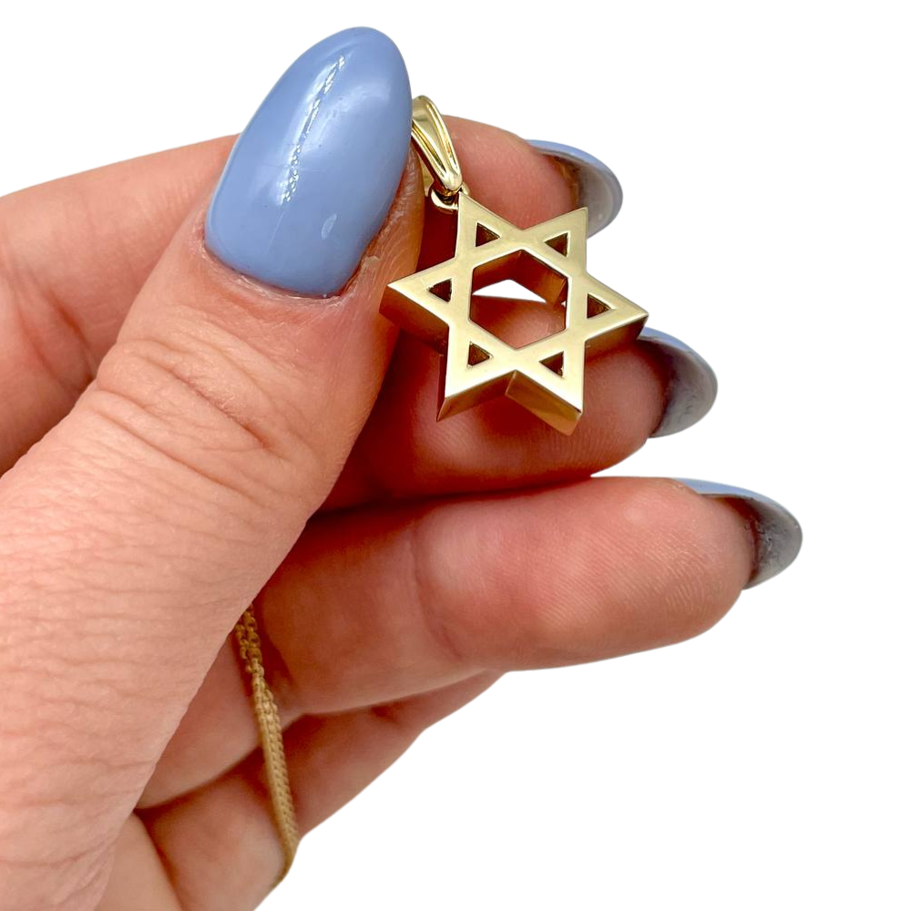 14k Gold Heavyweight Small Star of David Pendant