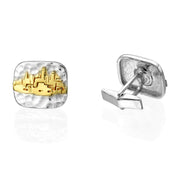 Jerusalem Cufflinks in Hammered Silver and Gold