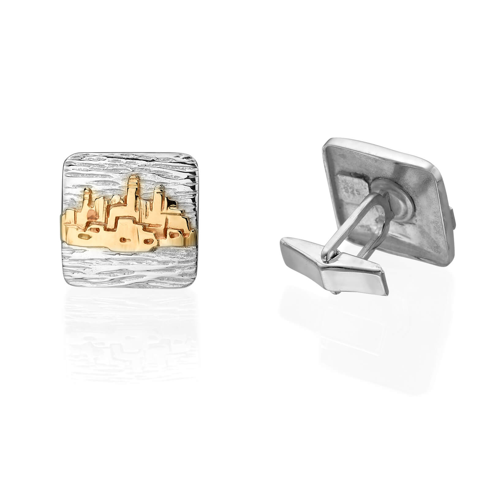 Silver and Gold Jerusalem Square Cufflinks