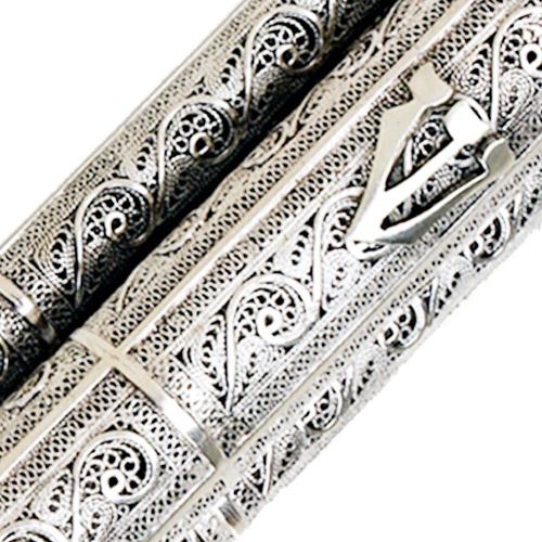 Sterling Silver Filigree Scroll Mezuzah Case