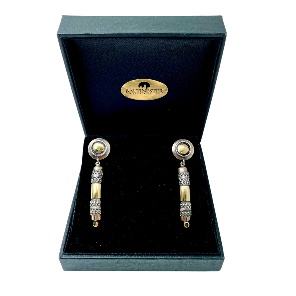 Silver and 14k Gold Yemenite Earrings
