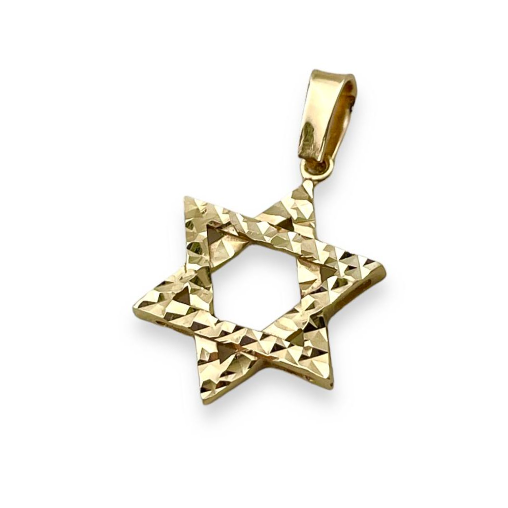 Diamond Cut Star of David Pendant in 14K Gold