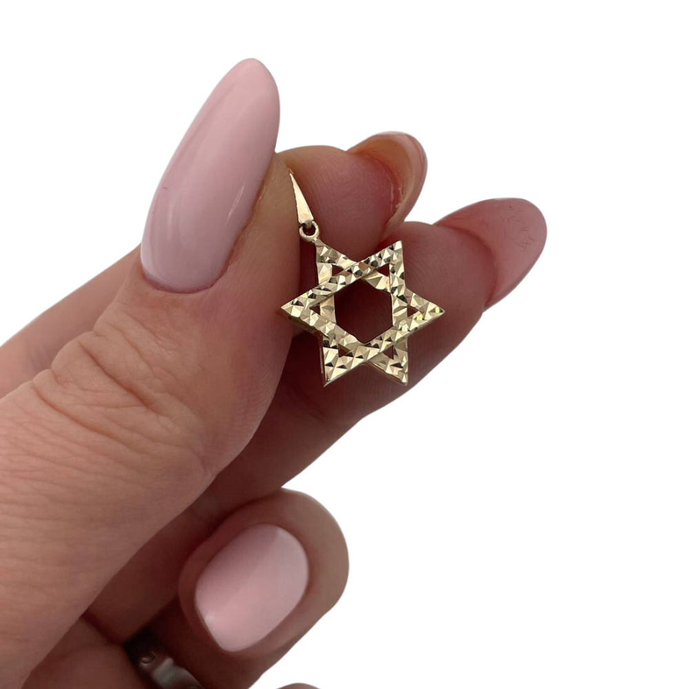 Diamond Cut Star of David Pendant in 14K Gold