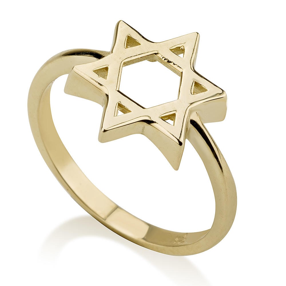 Thin 14K Yellow Gold Cutout Star of David Ring