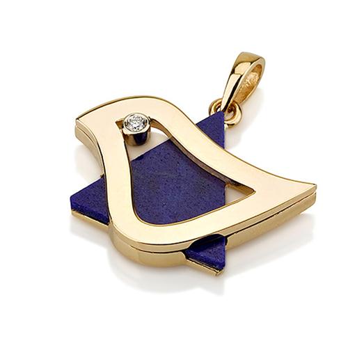 Dove Magen David Diamond Pendant in 18k Gold
