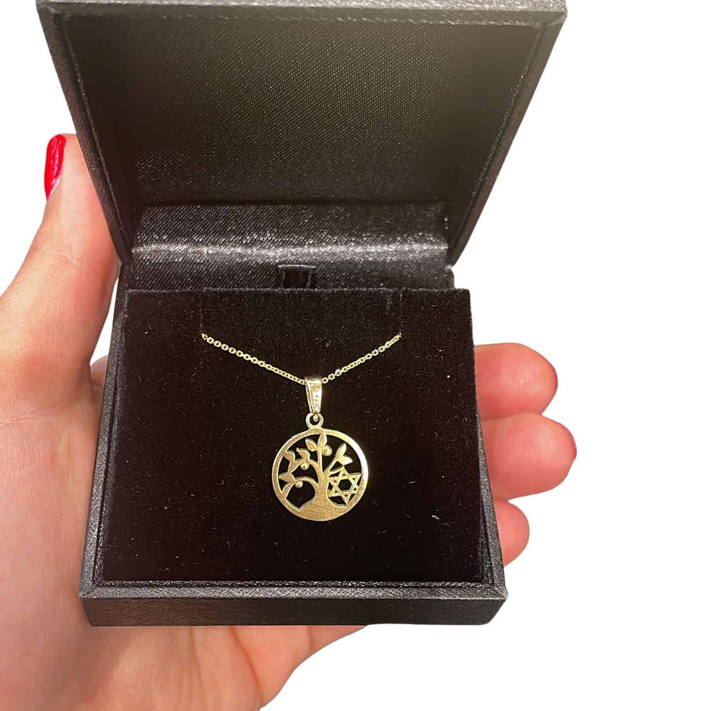Tree of Life & Star of David Pendant in 14K Gold