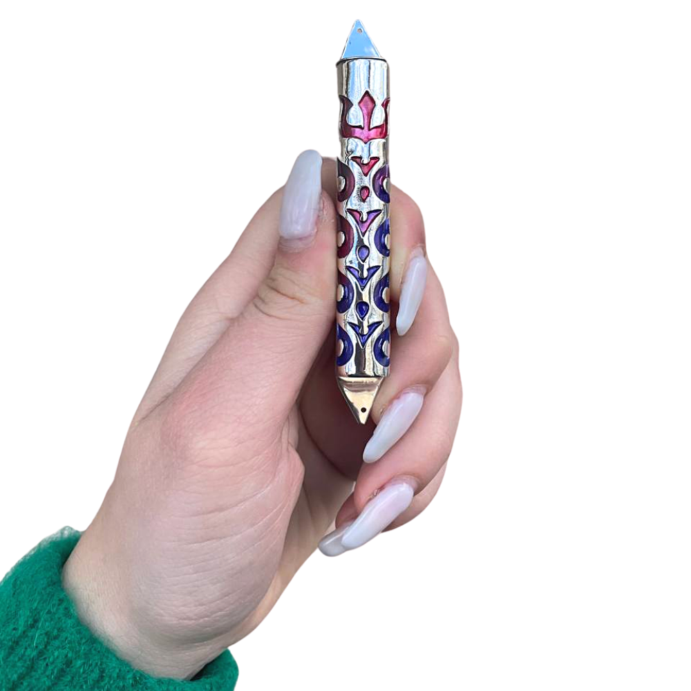 Silver Enamel Colored Mezuzah Case