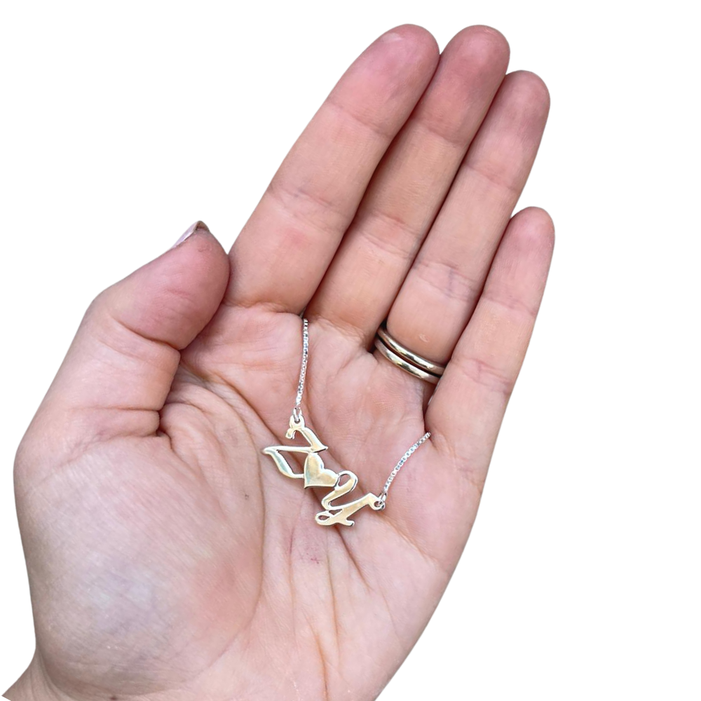 Lovers / Friends Initial Silver Name Necklace