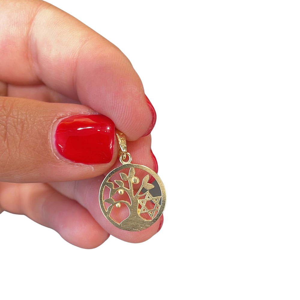 Tree of Life & Star of David Pendant in 14K Gold