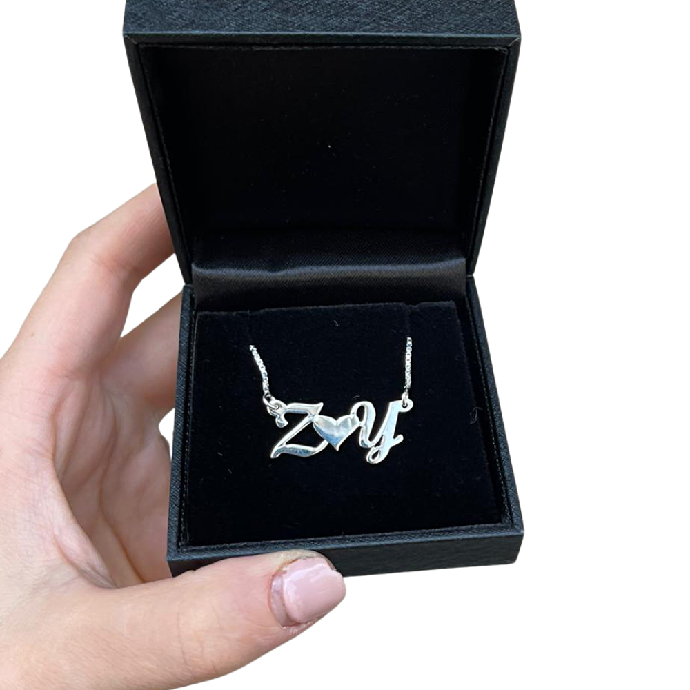 Lovers / Friends Initial Silver Name Necklace