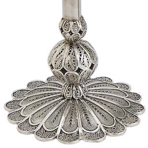 Filigree Smooth Stem Silver Candle Holders