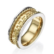 14K Two Tone Gold Braided Hebrew Wedding Ring