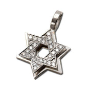 Small 18k White Gold Dual Layer Diamond Star of David Pendant