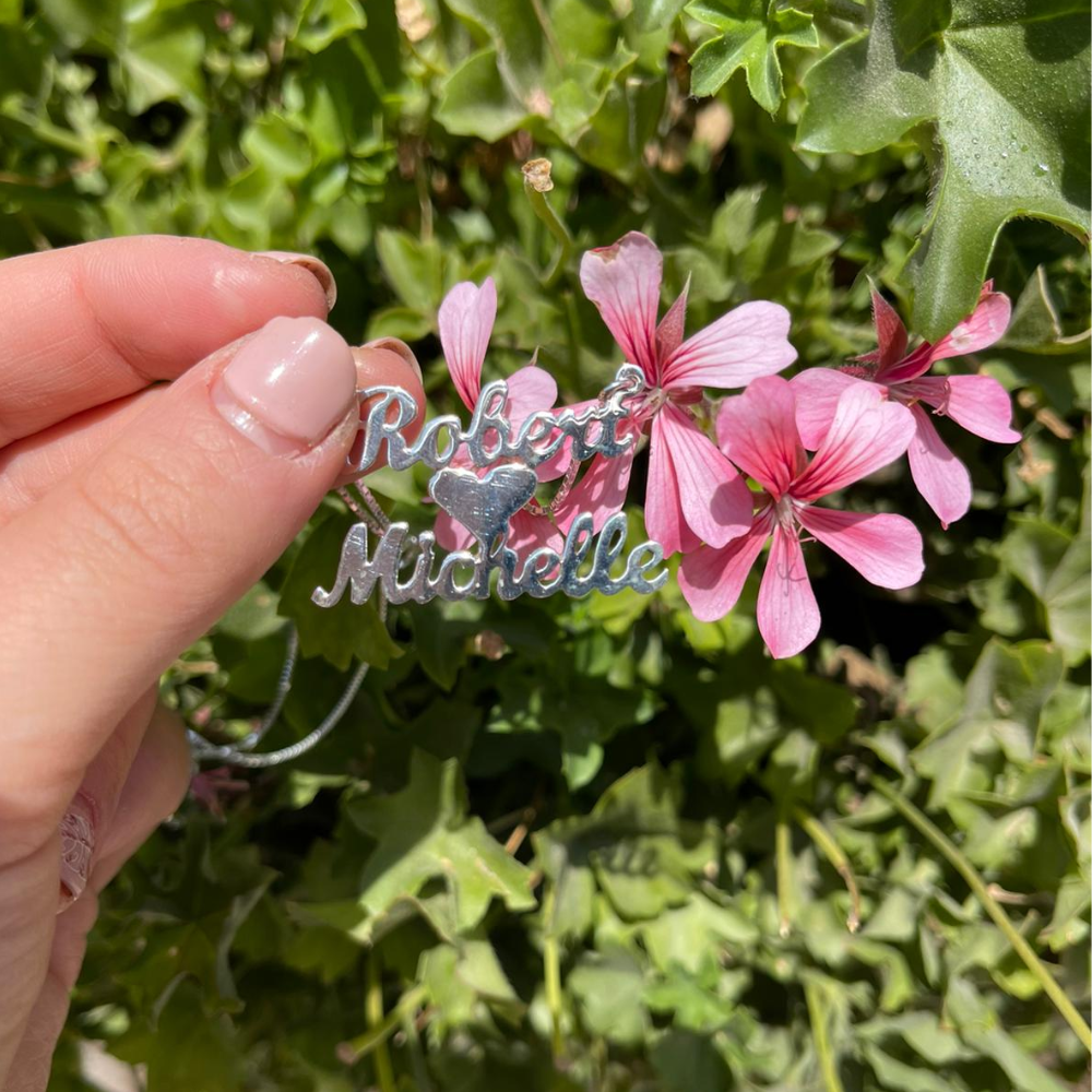 Lovers Heart Silver Name Necklace