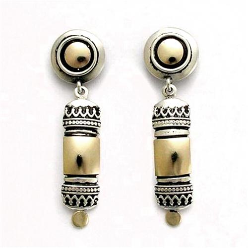 Silver and 14k Gold Yemenite Earrings
