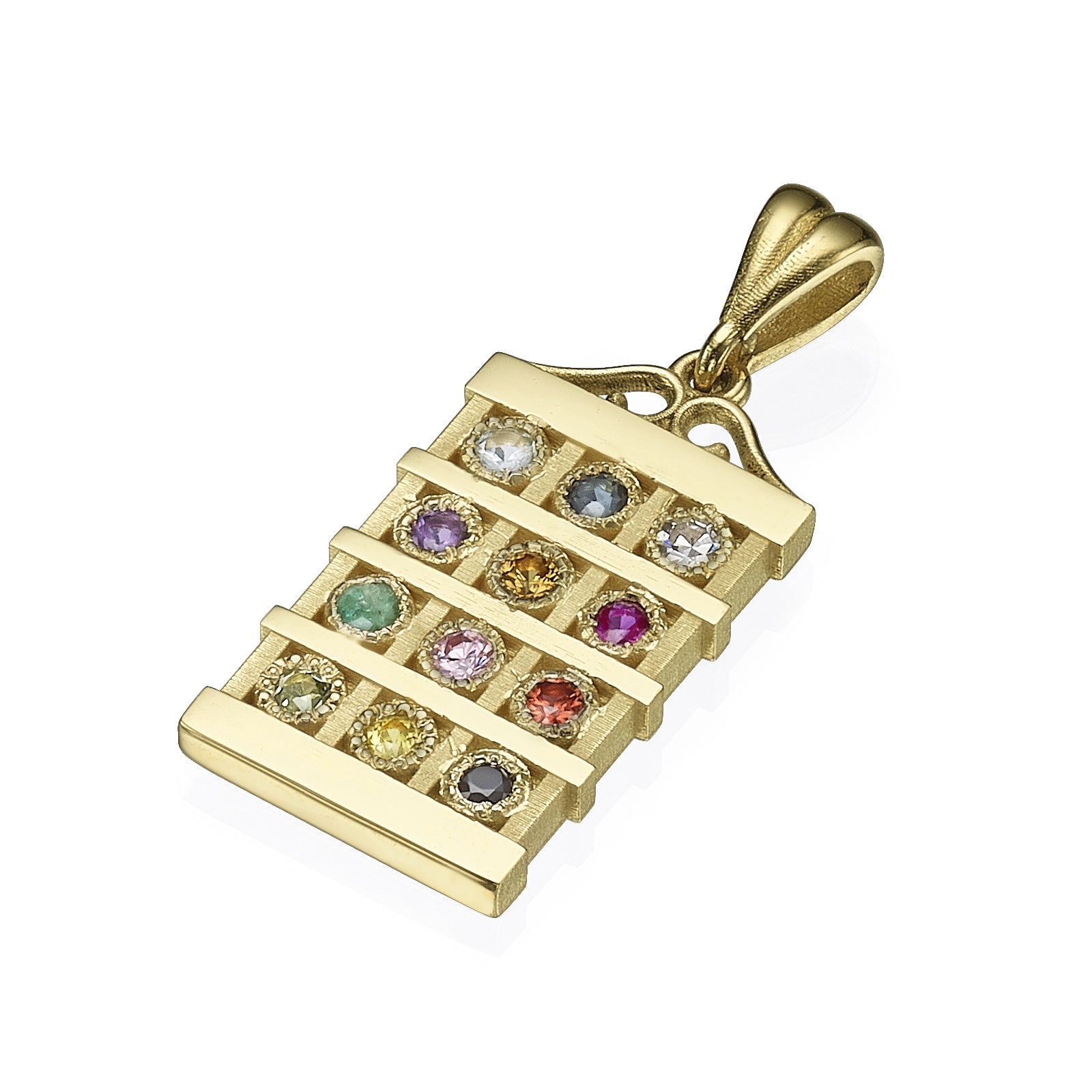 Hoshen Pendant in 14k Gold with Gemstones
