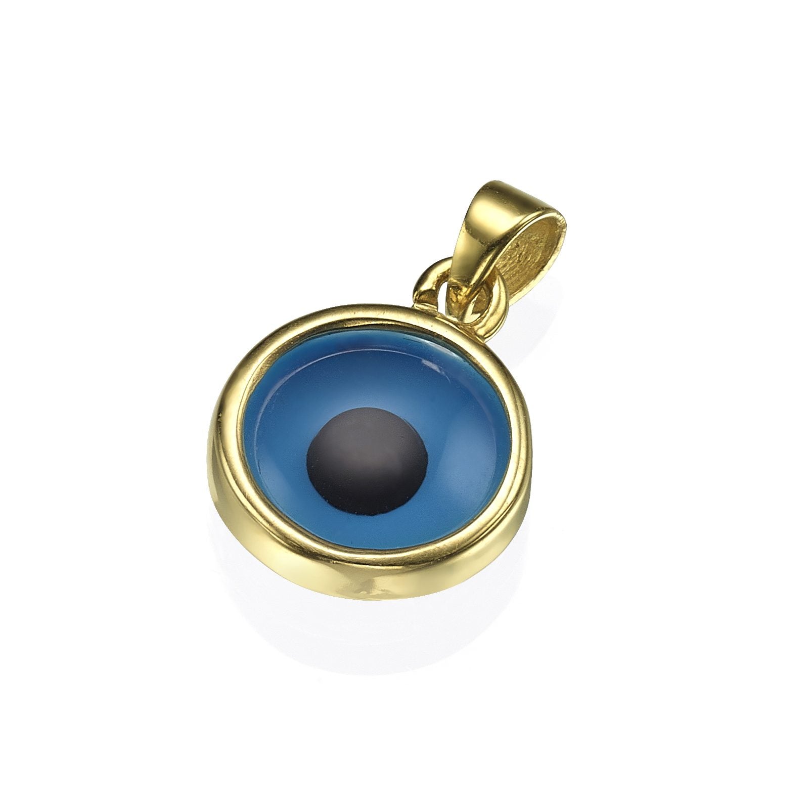 Evil Eye Pendant in 14k Gold Blue Crystal