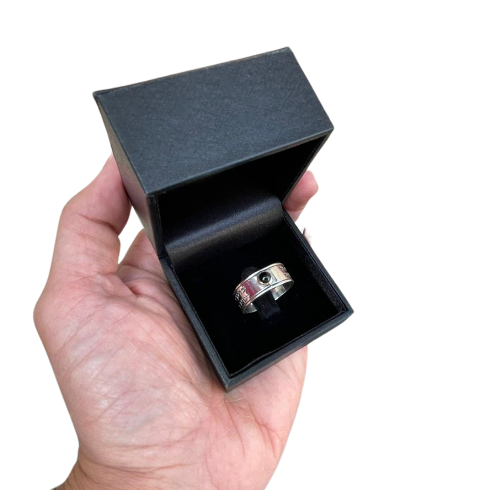 Priestly Blessing Kabbalah Ring - 14K Gold and Silver Black Onyx