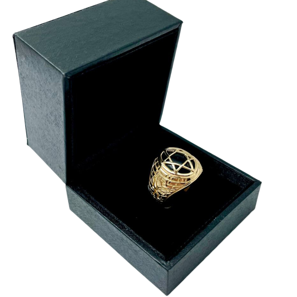 Star of David Signet Ring - 14k Yellow Gold with Black Onyx Stone