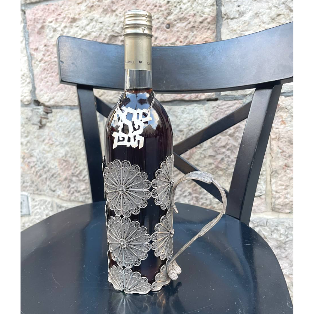 Silver Bottle Holder with Filigree Work