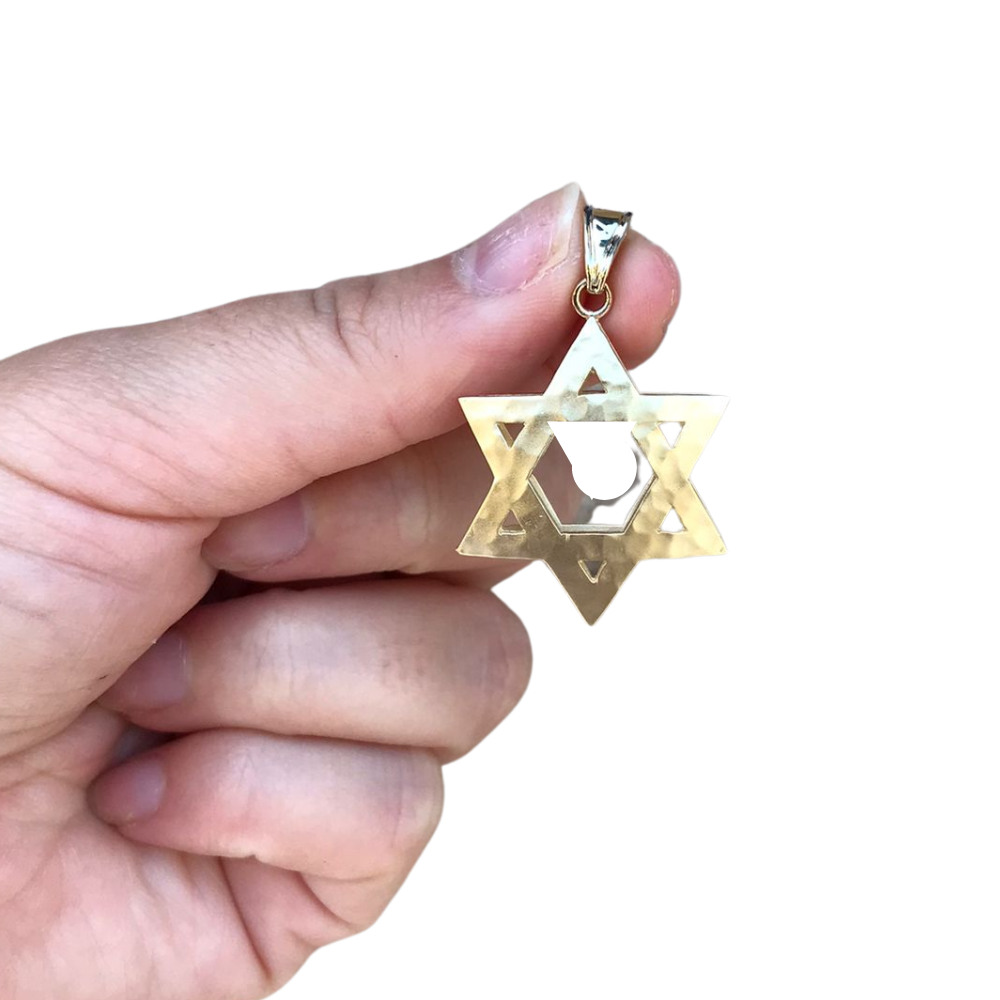 3D Reversible Star of David Pendant in 14k Gold