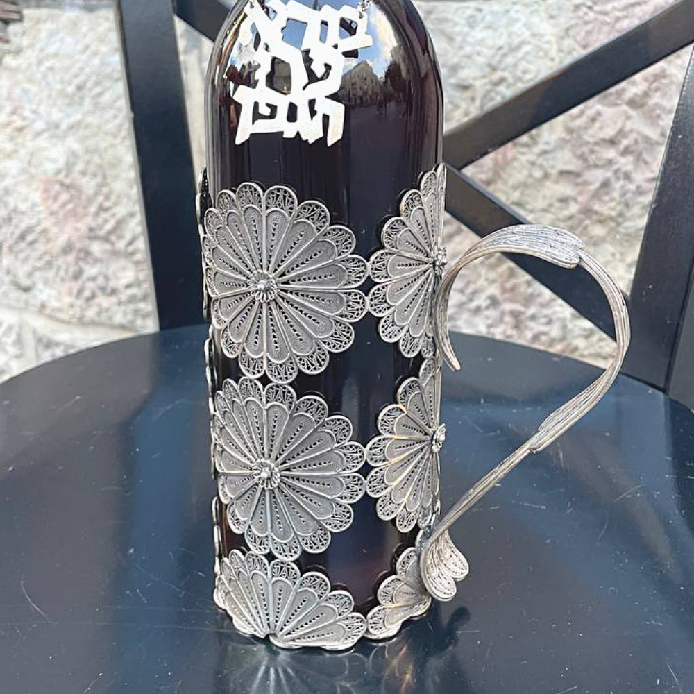 Silver Bottle Holder with Filigree Work