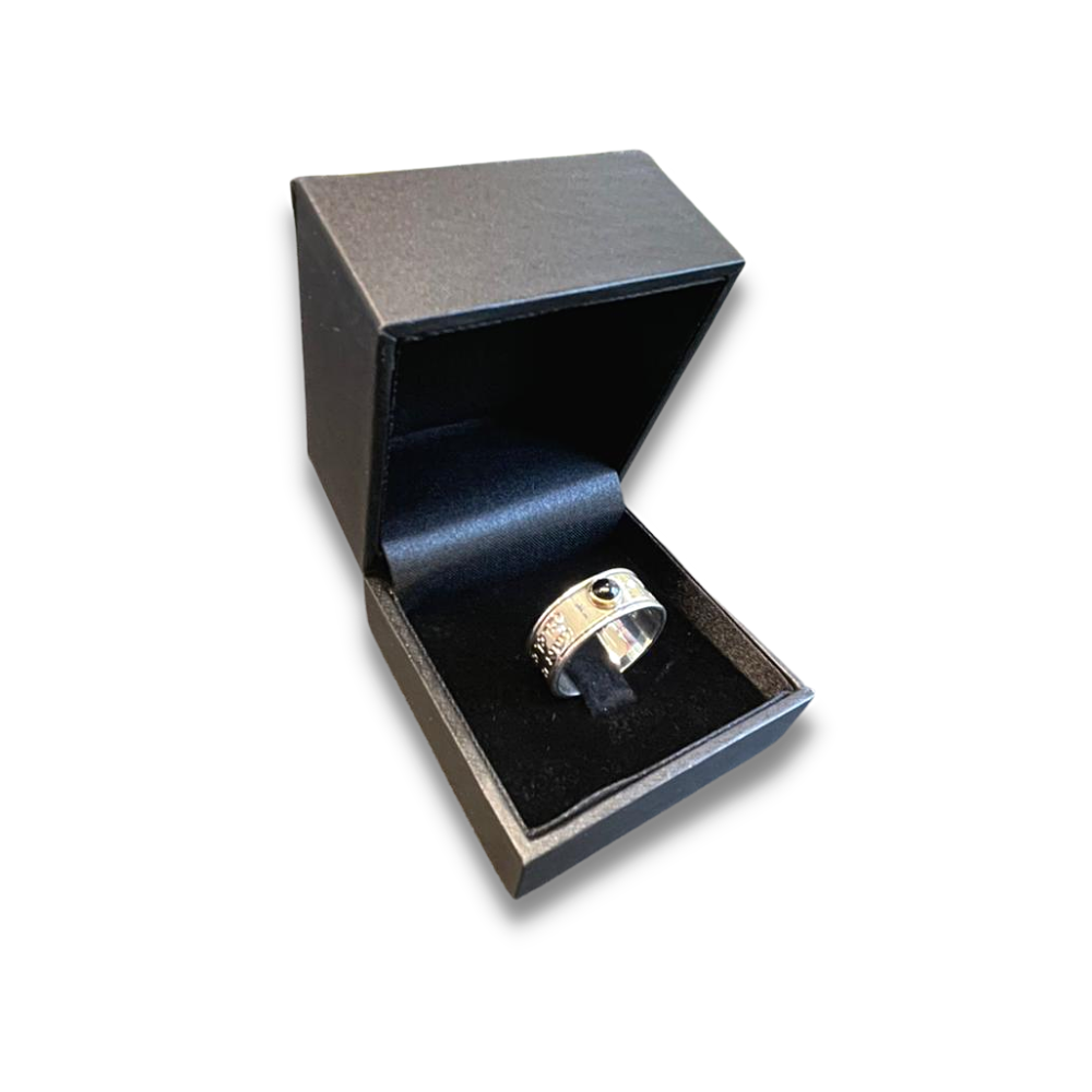 Priestly Blessing Kabbalah Ring - 14K Gold and Silver Black Onyx