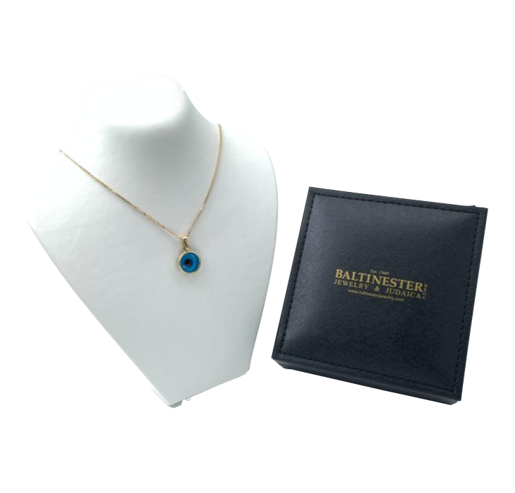 Protection Charm - Crystal Blue Evil Eye in 14k Gold - Small