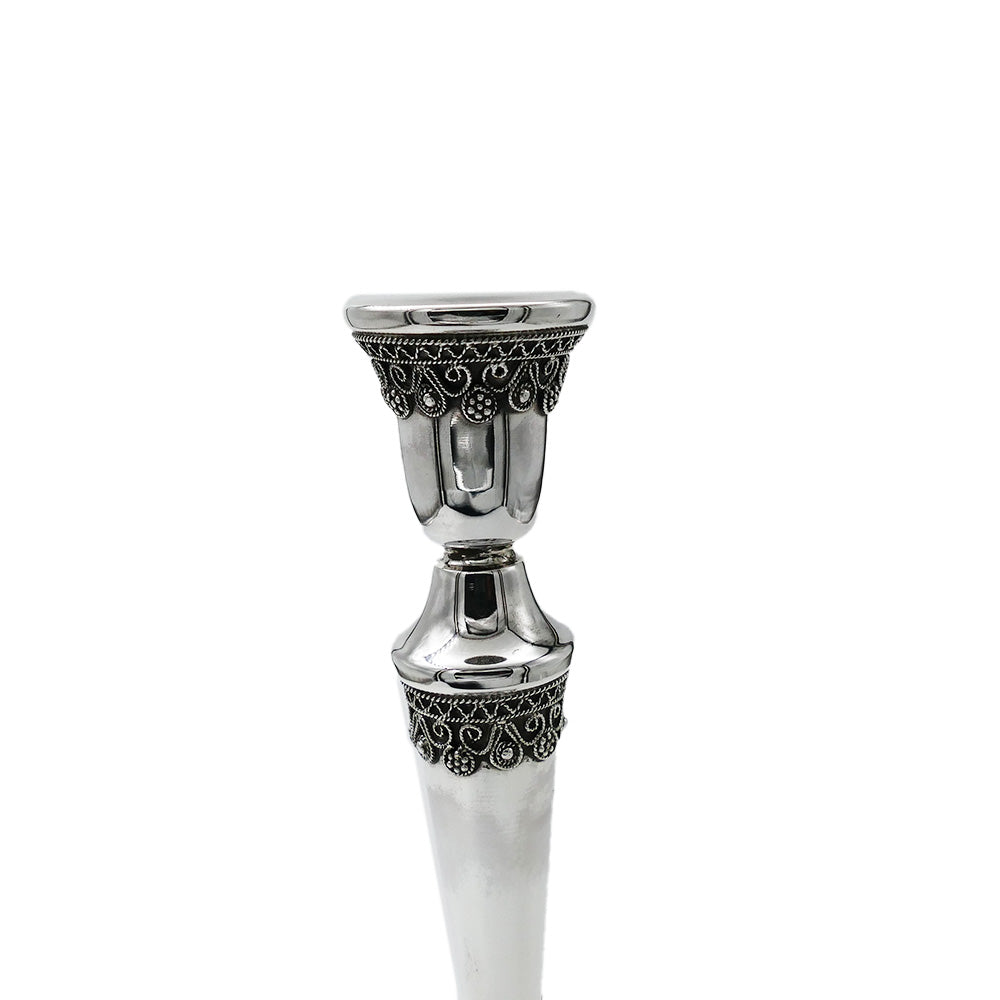 Candlesticks with Legs - Tall Sterling Silver Filigree  - Set of 2