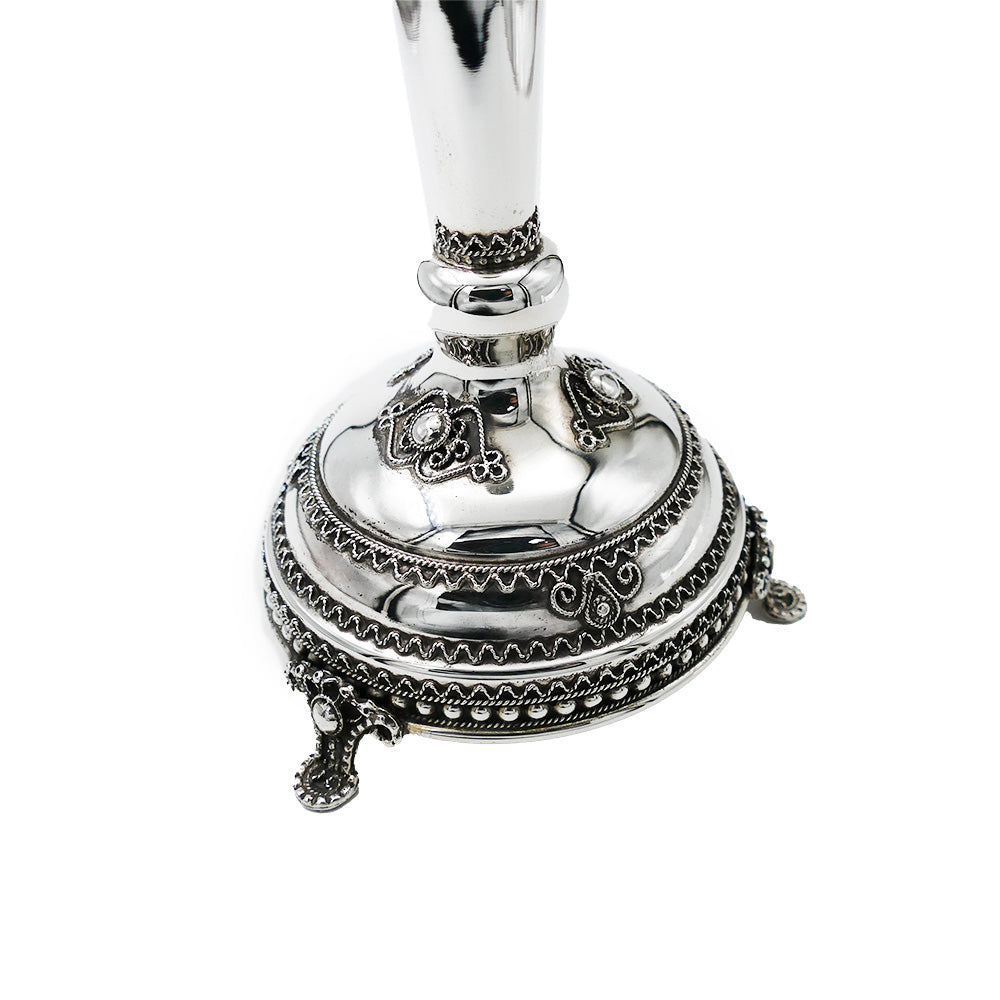 Candlesticks with Legs - Tall Sterling Silver Filigree  - Set of 2