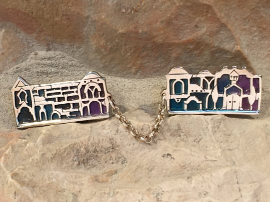 Silver Jerusalem Enamel Tallit Clip