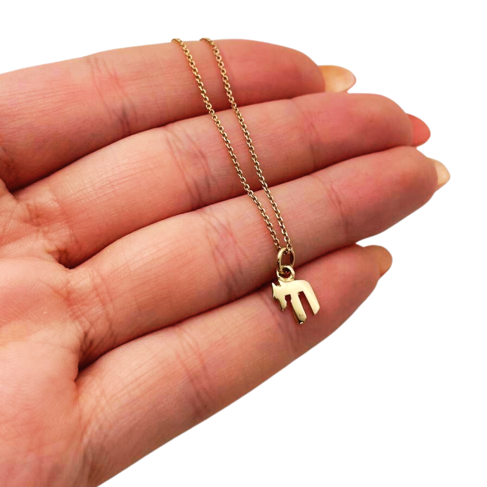 14k Gold Miniature Chai Pendant