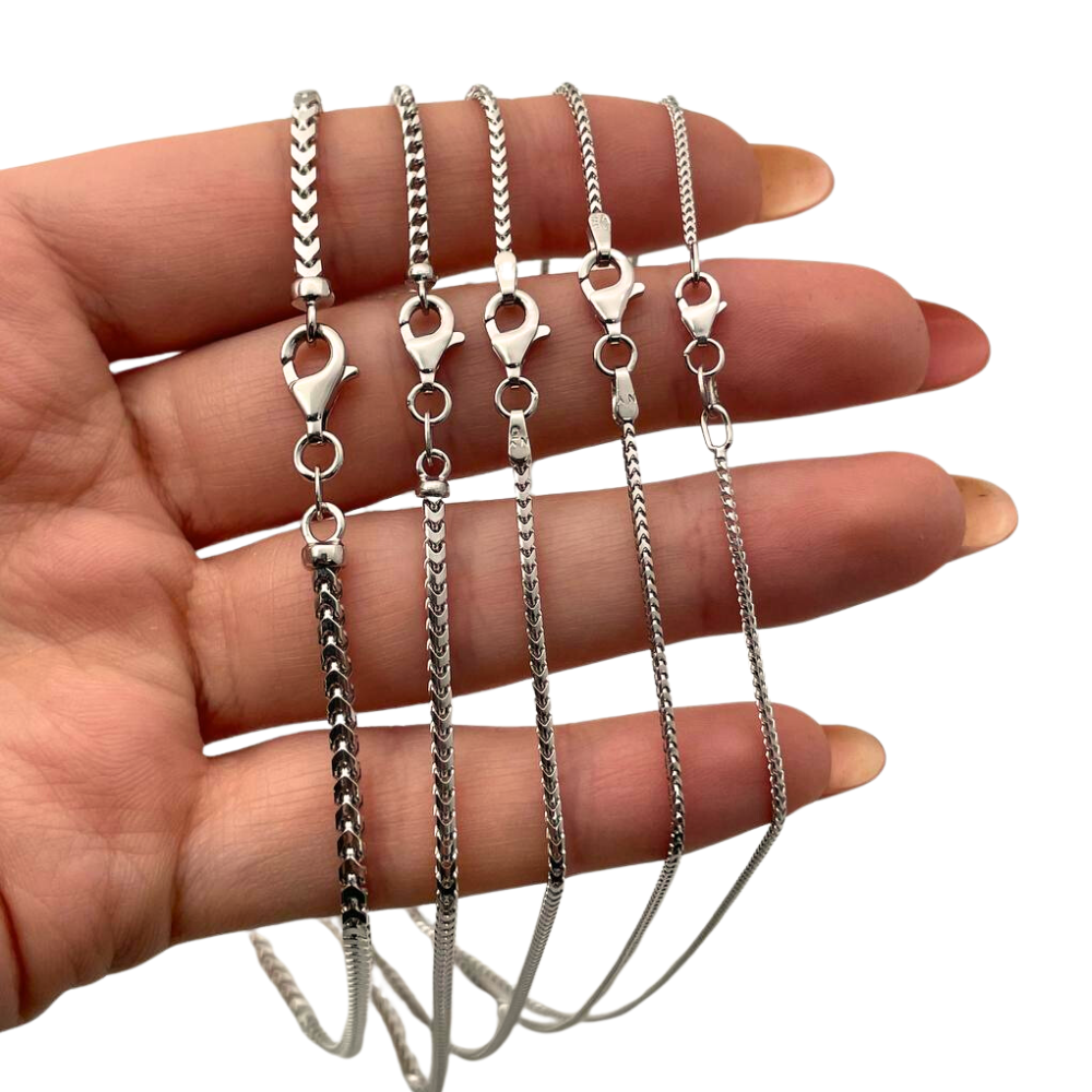14k White Gold Franco Gold Chain 1.3mm 16-28"