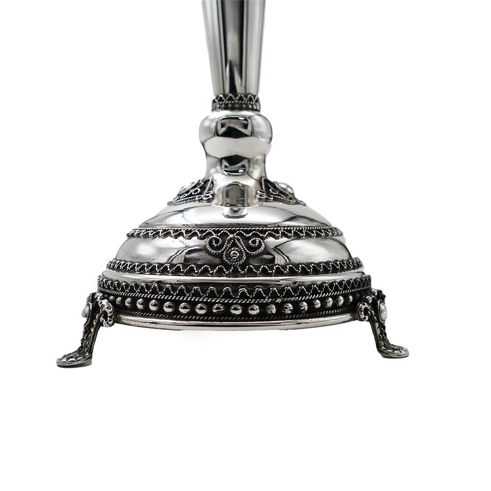Candlesticks with Legs - Tall Sterling Silver Filigree  - Set of 2