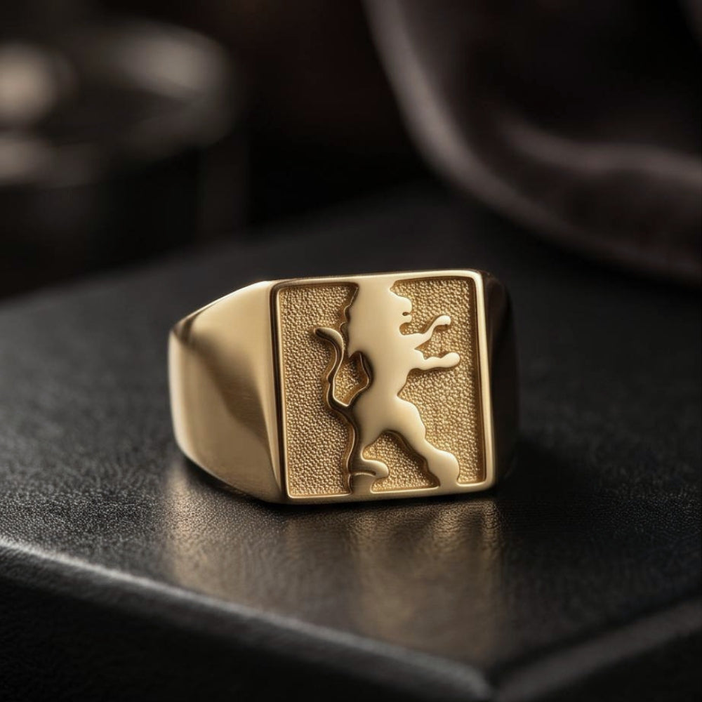14k Gold Lion of Judah Signet Ring